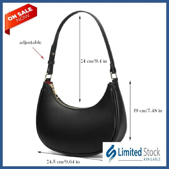 Vegan Leather Hobo Bag with Detachable Strap, Large Capacity Zipper Closure